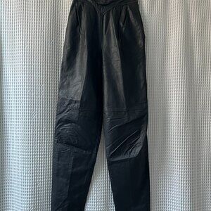 Vintage Assemblage 80s dark gray leather pants